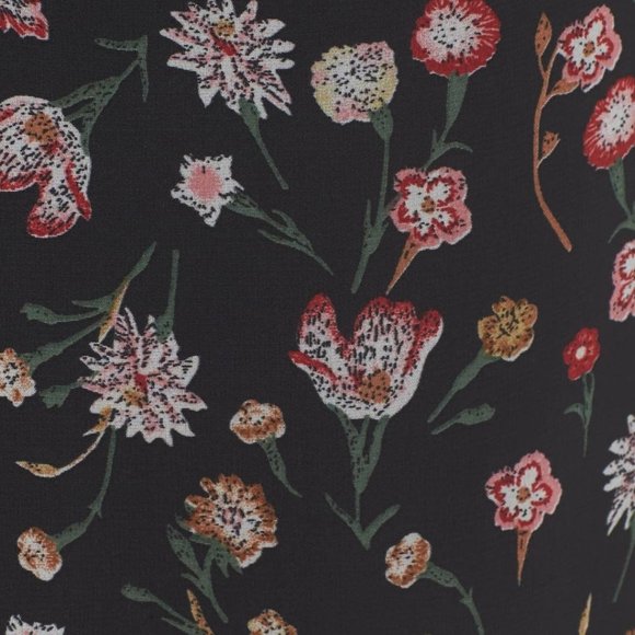 Sam Edelman Black Floral V-Neck Ruffled Midi Dress Size 4 - Picture 9 of 16